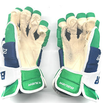 Bauer Supreme 2S - Gant NHL Pro Stock d'occasion - Brady Skjei (Bleu/Vert/Blanc)